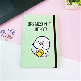 Yaşıyosun Bu Hayatı Tasarımlı Kalın Kitap Görünümlü Defter