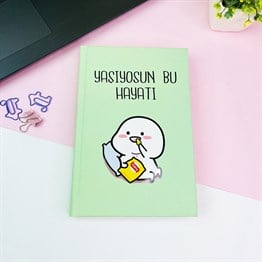 Yaşıyosun Bu Hayatı Tasarımlı Kalın Kitap Görünümlü Defter