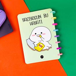 Yaşıyosun Bu Hayatı Tasarımlı Kalp Spiralli Defter