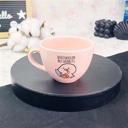 Yaşıyosun Bu Hayatı Tasarımlı Pembe Çay Fincanı Toptan