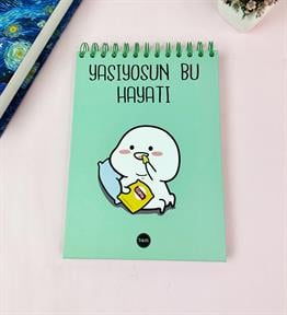 Yaşıyosun Bu Hayatı Tasarımlı Üstten Spiralli Defter