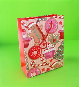 Yılbaşı Yıldızlı Karton Çanta 32x26x10 Cm x12