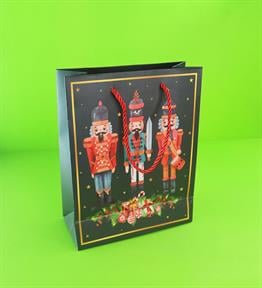 Yılbaşı Yıldızlı Karton Çanta 32x26x10 Cm x12