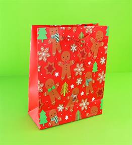 Yılbaşı Yıldızlı Karton Çanta 32x26x10 Cm x12