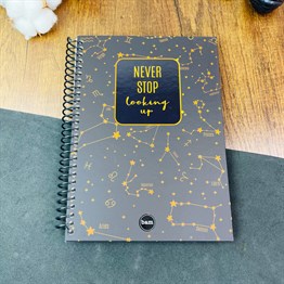 Yıldız Haritası Tasarımlı Çizgili Spiralli Defter 
