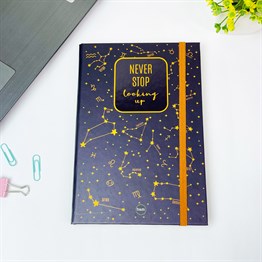Yıldız Haritası Tasarımlı Lastikli Defter