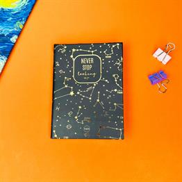 Yıldız Haritası Tasarımlı Sert Kapaklı Mini Defter