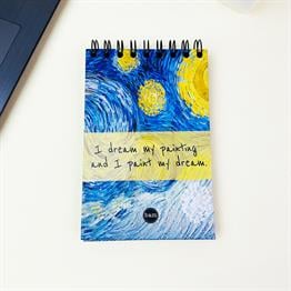 Yıldızlı Gece Tasarımlı 17x12Cm Siyah Yaprak Sketch Book - Eskiz Defteri