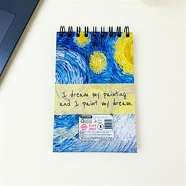 Yıldızlı Gece Tasarımlı 17x12Cm Siyah Yaprak Sketch Book - Eskiz Defteri