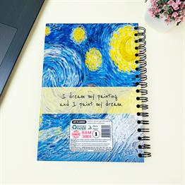 Yıldızlı Gece Tasarımlı 23x16Cm  Siyah Yaprak Sketch Book - Eskiz Defteri