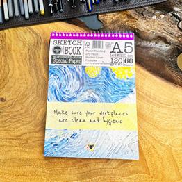 Yıldızlı Gece Tasarımlı A5 Sketch Book - Eskiz Defteri