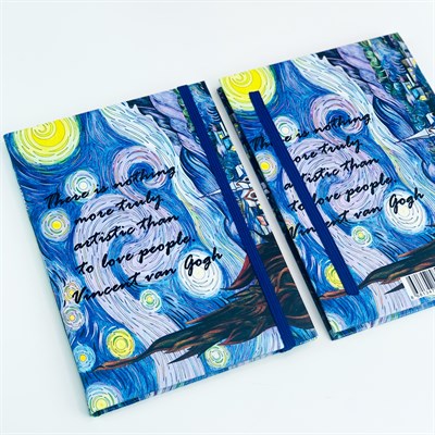 Yıldızlı Gece Tasarımlı Lastikli Defter