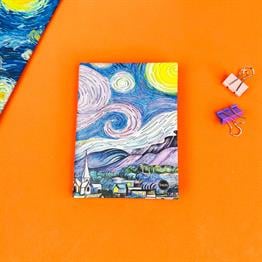 Yıldızlı Gece Tasarımlı Sert Kapaklı Mini Defter