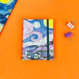 Yıldızlı Gece Tasarımlı Sert Kapaklı Mini Defter