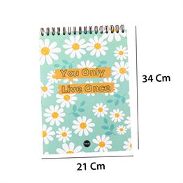 YOU ONLY LİVE ONCE 21X28,80 ÜSTEN SPİRALLİ AC A4 NOT DEFTERİ
