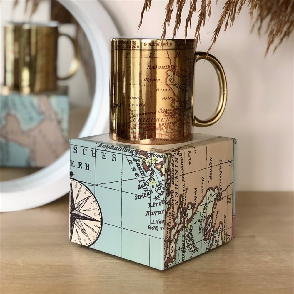 Özel Kutulu Our Adventure Mug Tasarımlı Gold Kupa