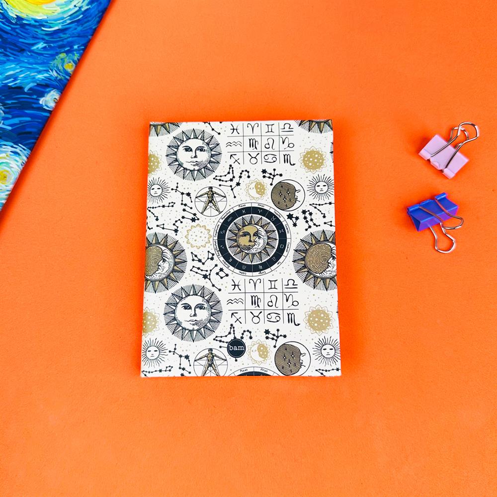  Tarot Ay Ve Güneş Tasarımlı Sert Kapaklı Mini Defter