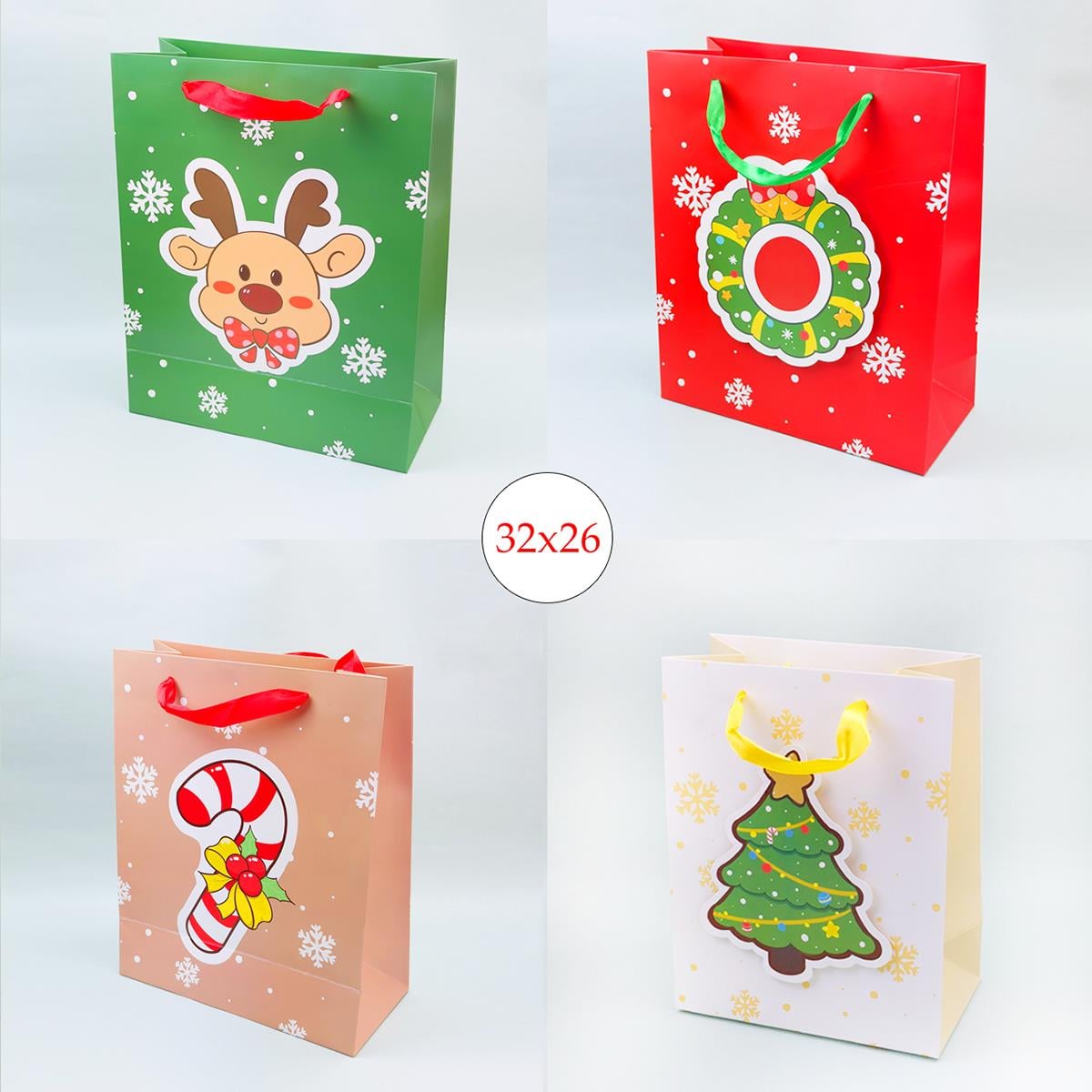 32x26 Yılbaşı Desenli Hediye Çantası X12