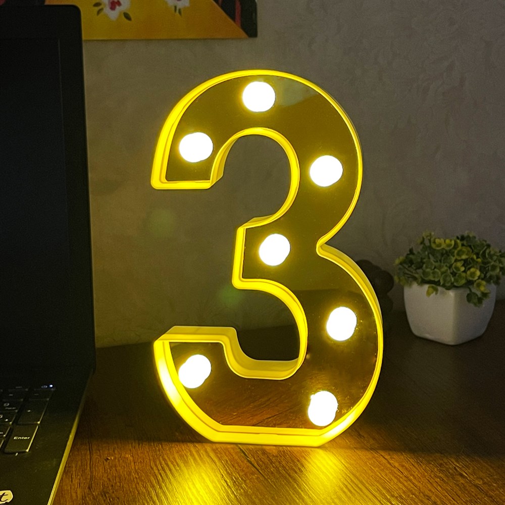 3D Işıklı Led Sayı Dekoratif Aydınlatma Büyük Boy 3