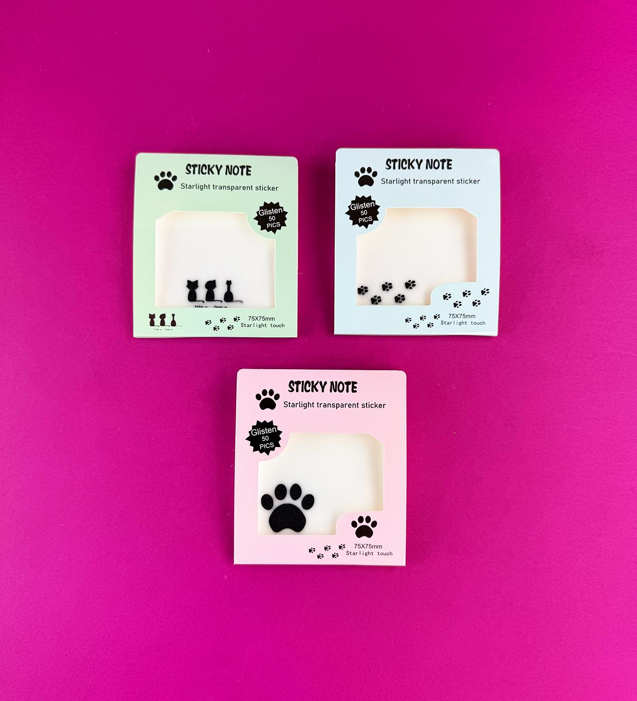 50 Yaprak Şeffaf Post-it Kedi x12