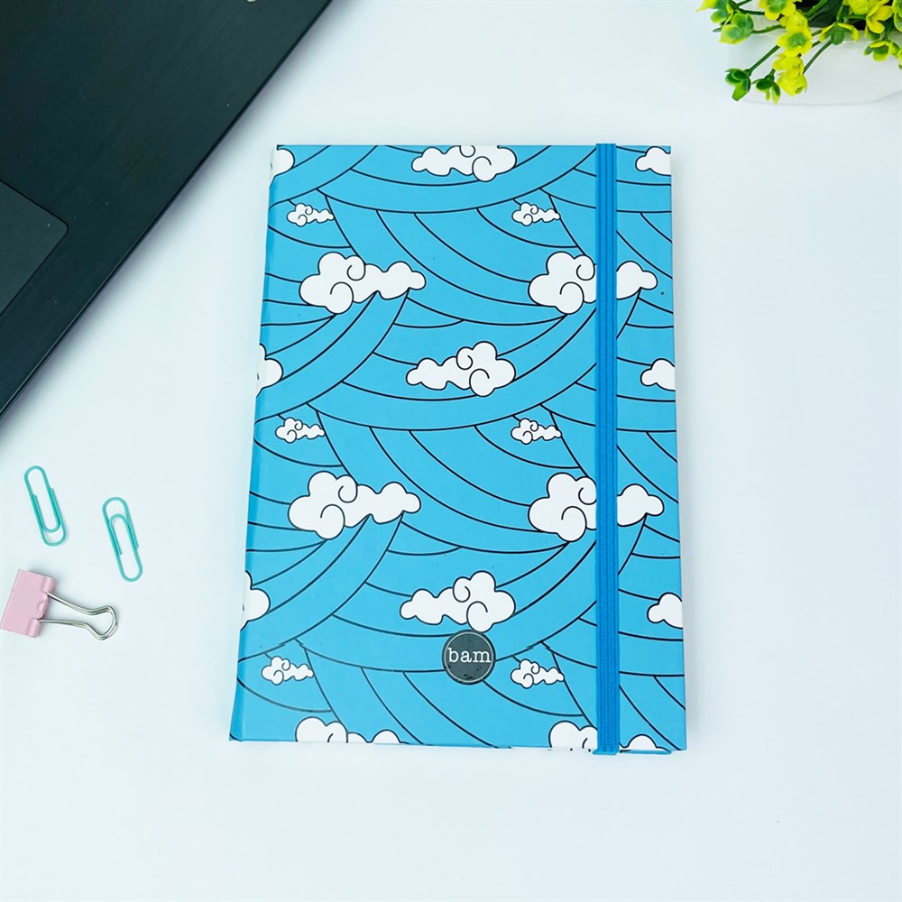 Anime Dalga Tasarımlı Lastikli Defter