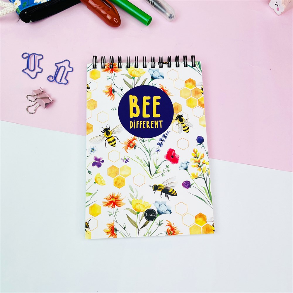 Arı Motto Tasarımlı Spiralli Defter