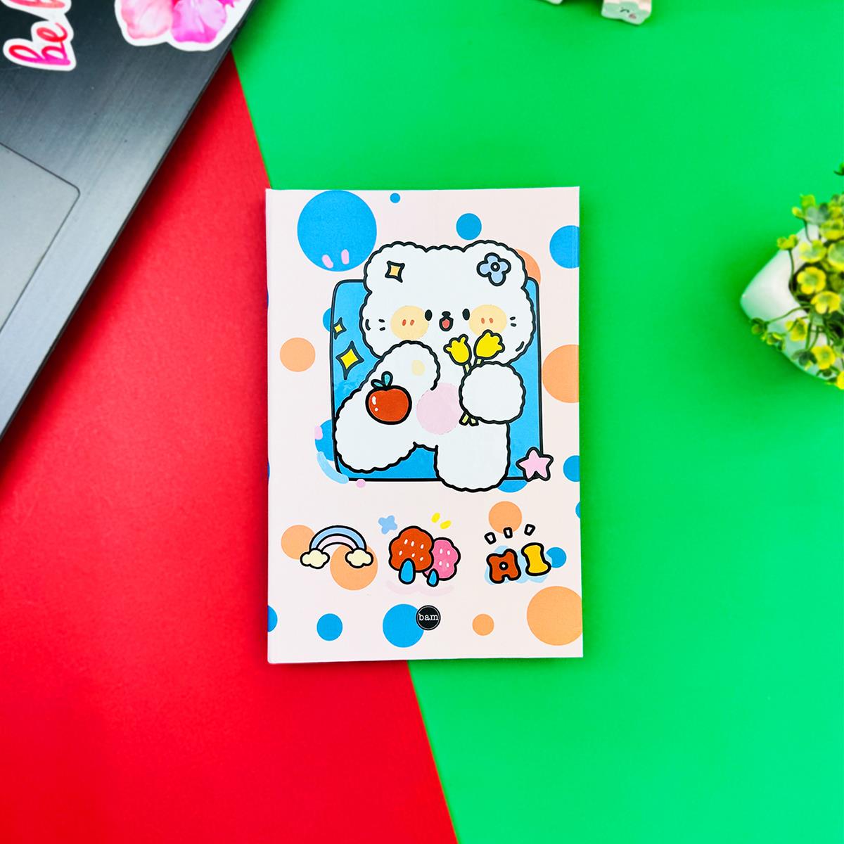 Ayı Çiçek Tasarımlı Lastikli Defter