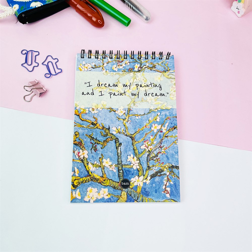 Badem Çiçeği Tasarımlı Spiralli Defter