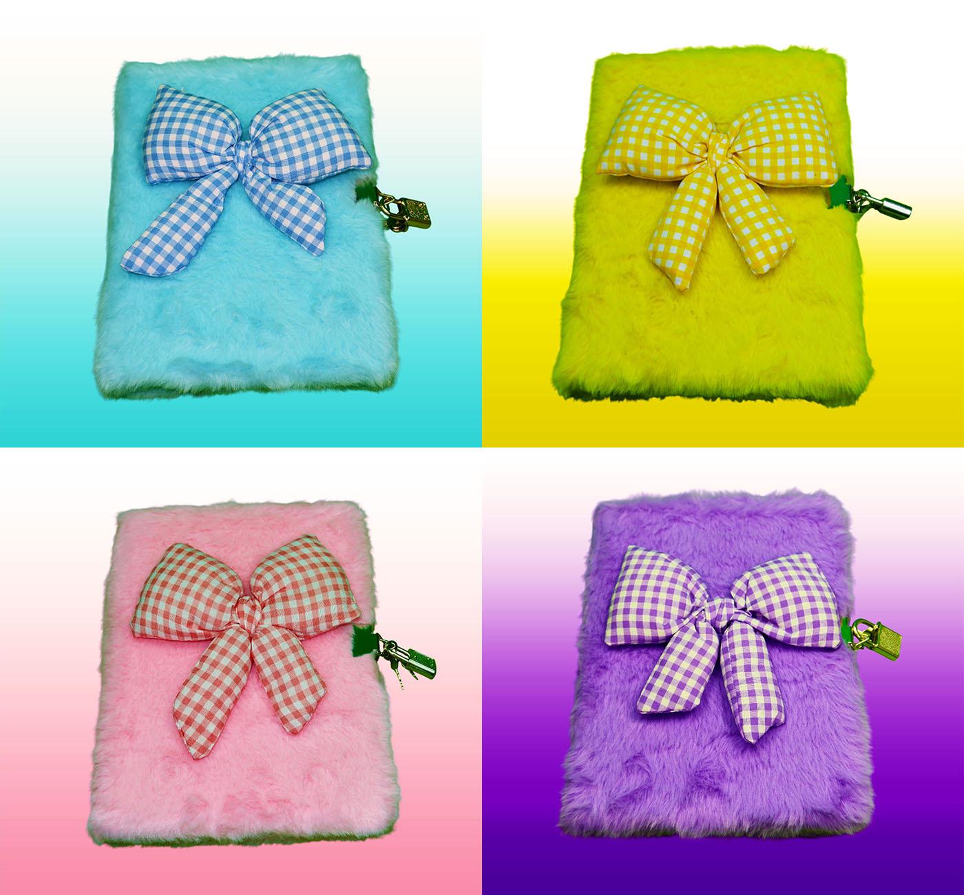 Bam 2118 80 Yaprak Çizgili Kilitli Kurdelalı Peluş Defter x4