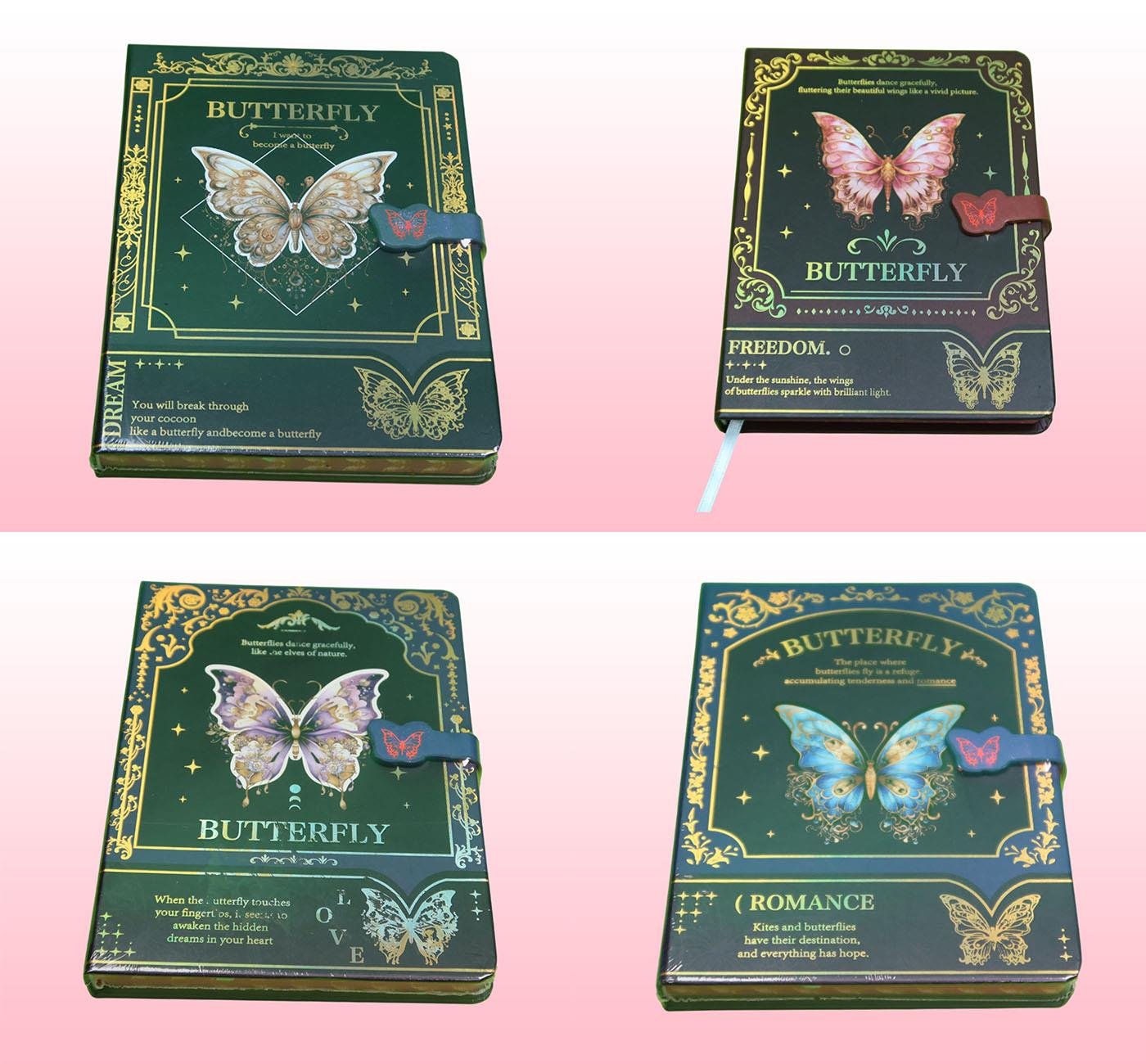 Bam 2179 Kelebek Tasarımlı Mıknatıs Kapaklı Defter x12