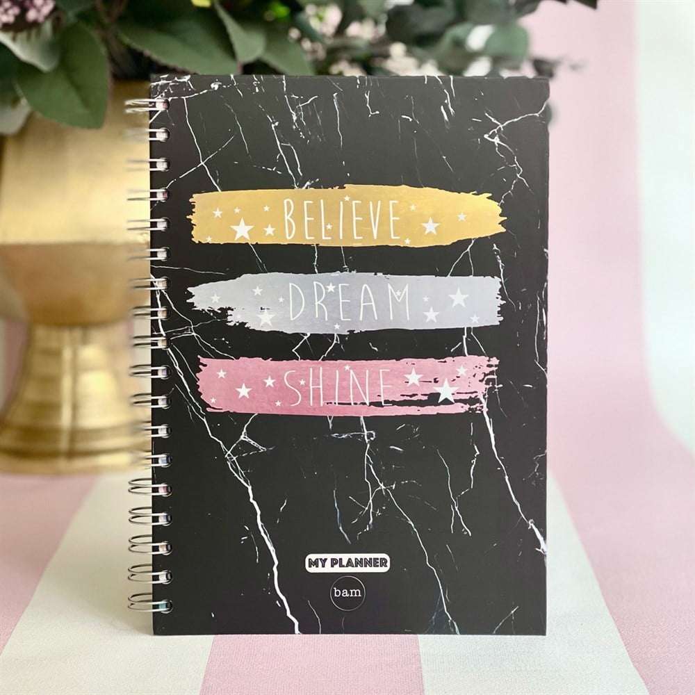 Believe Dream Shine Tasarımlı Spiralli Defter