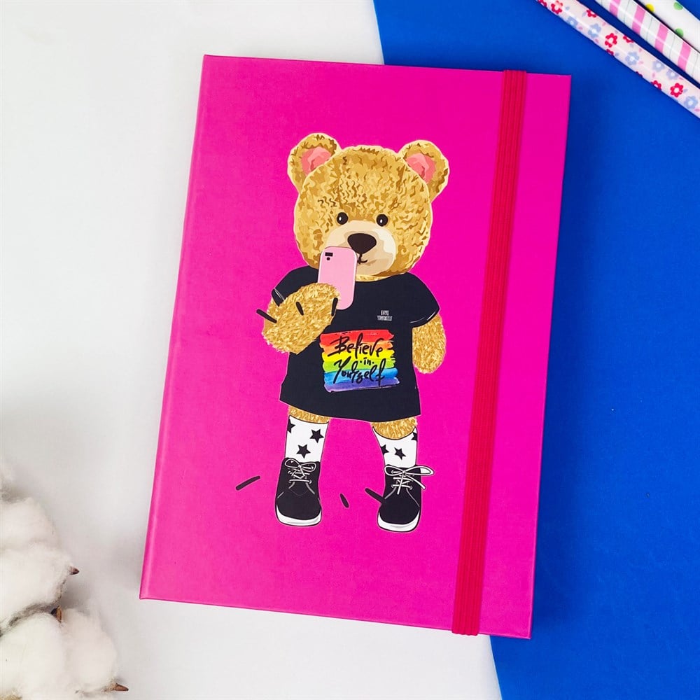 Believe In Yorself Bear Tasarımlı Lastikli Defter