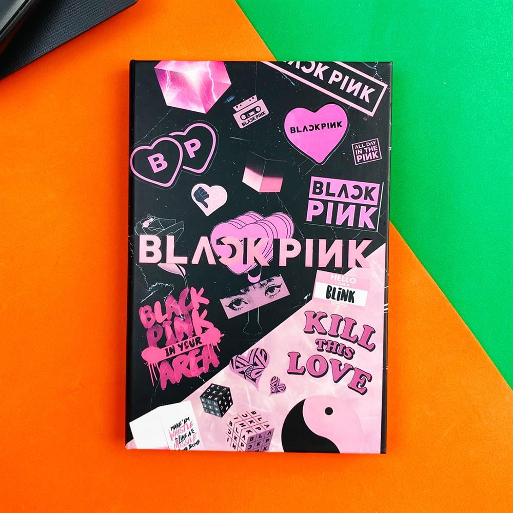 Black Pink 4 Tasarımlı Lastikli Defter