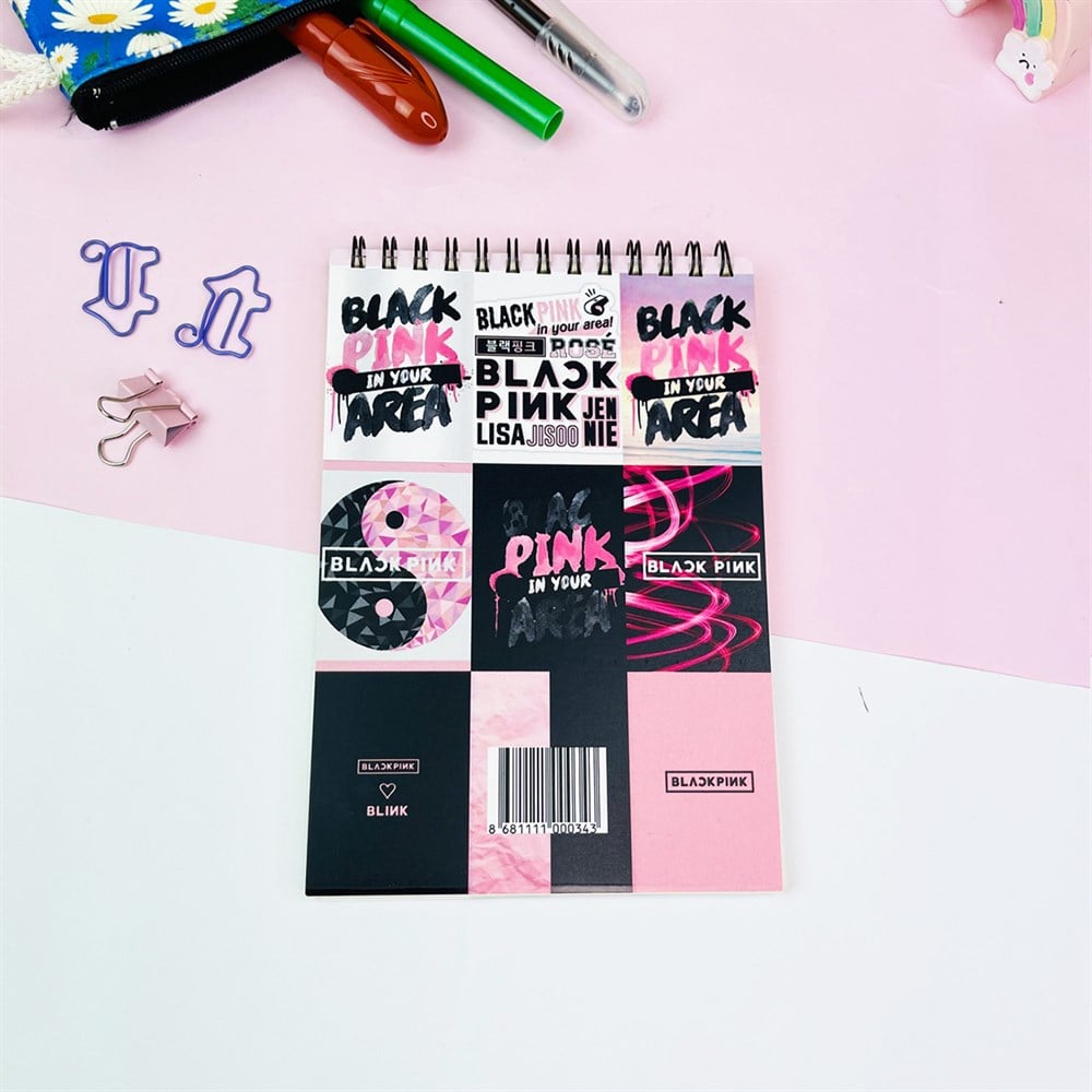 Black Pink Tasarımlı Spiralli Defter