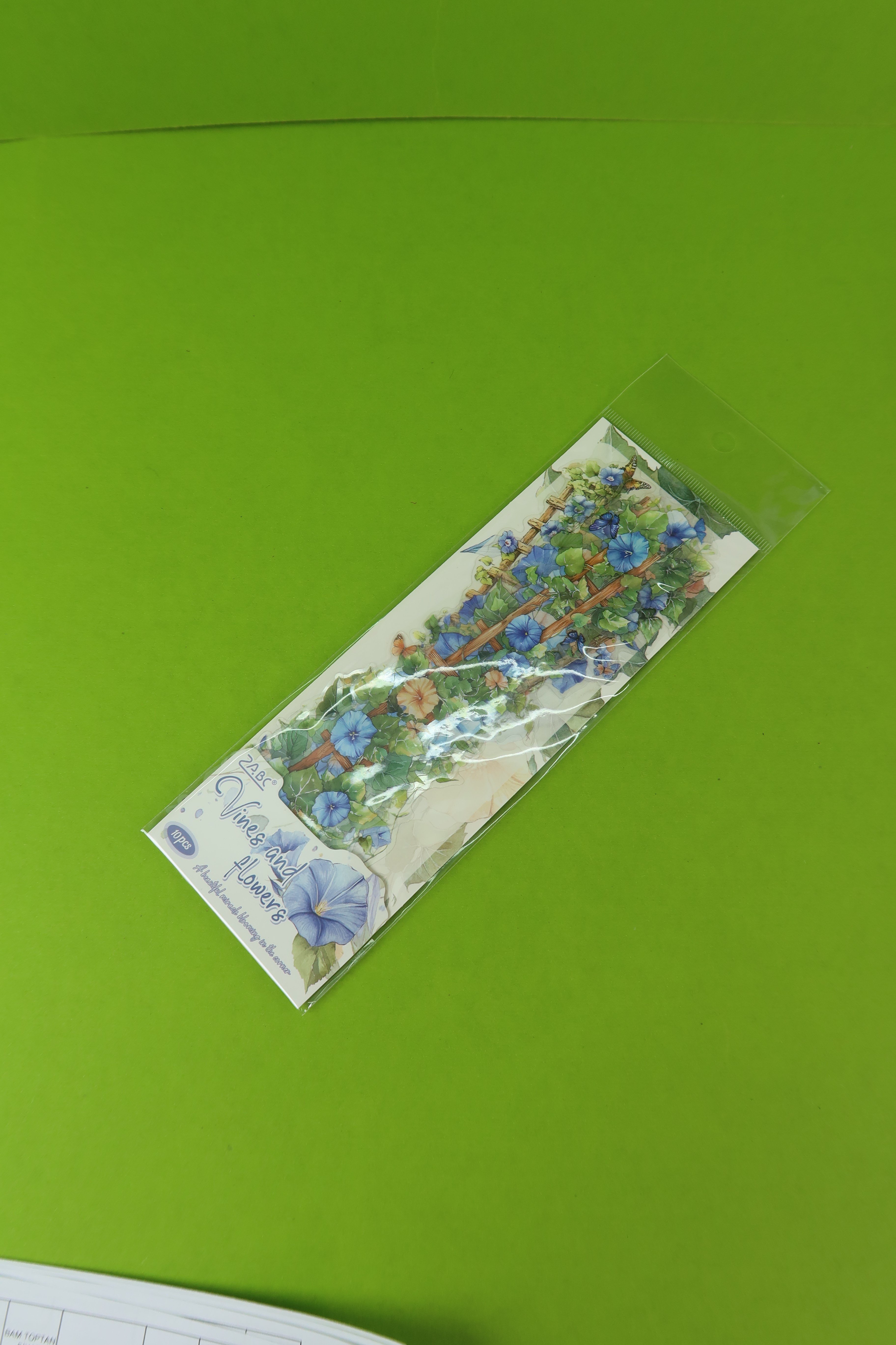 BM-2599 Şeffaf Romantik Çiçekler Scrapbook Sticker 10 Adet x 10