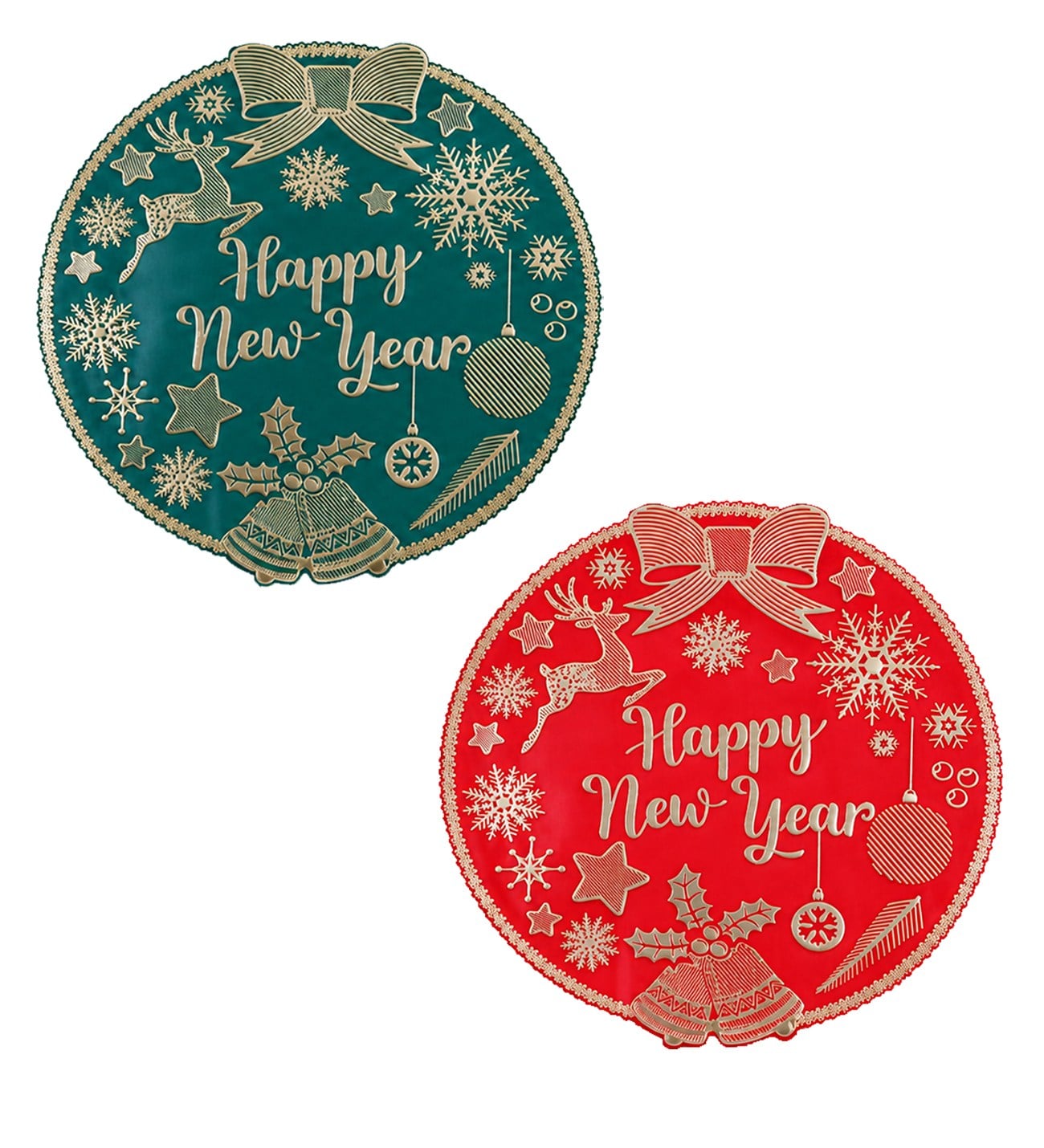 BM-2630 Happy New Year Amerikan Servis Kırmızı ve Yeşil 40 Cm x 12