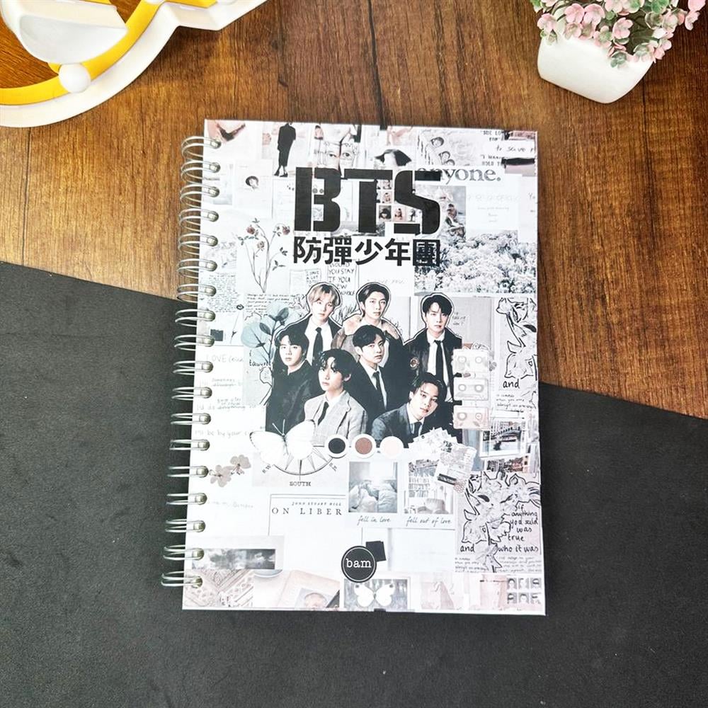 Bts Tasarımlı Çizgili Spiralli Defter 