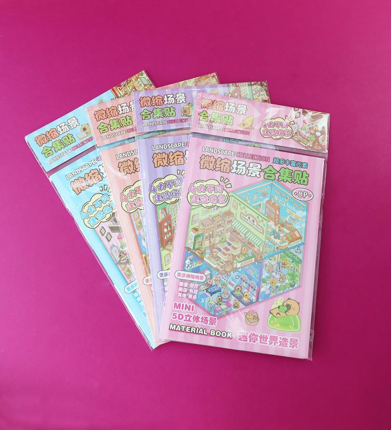 Capybara 4 Yaprak 3D Sticker Seti x24