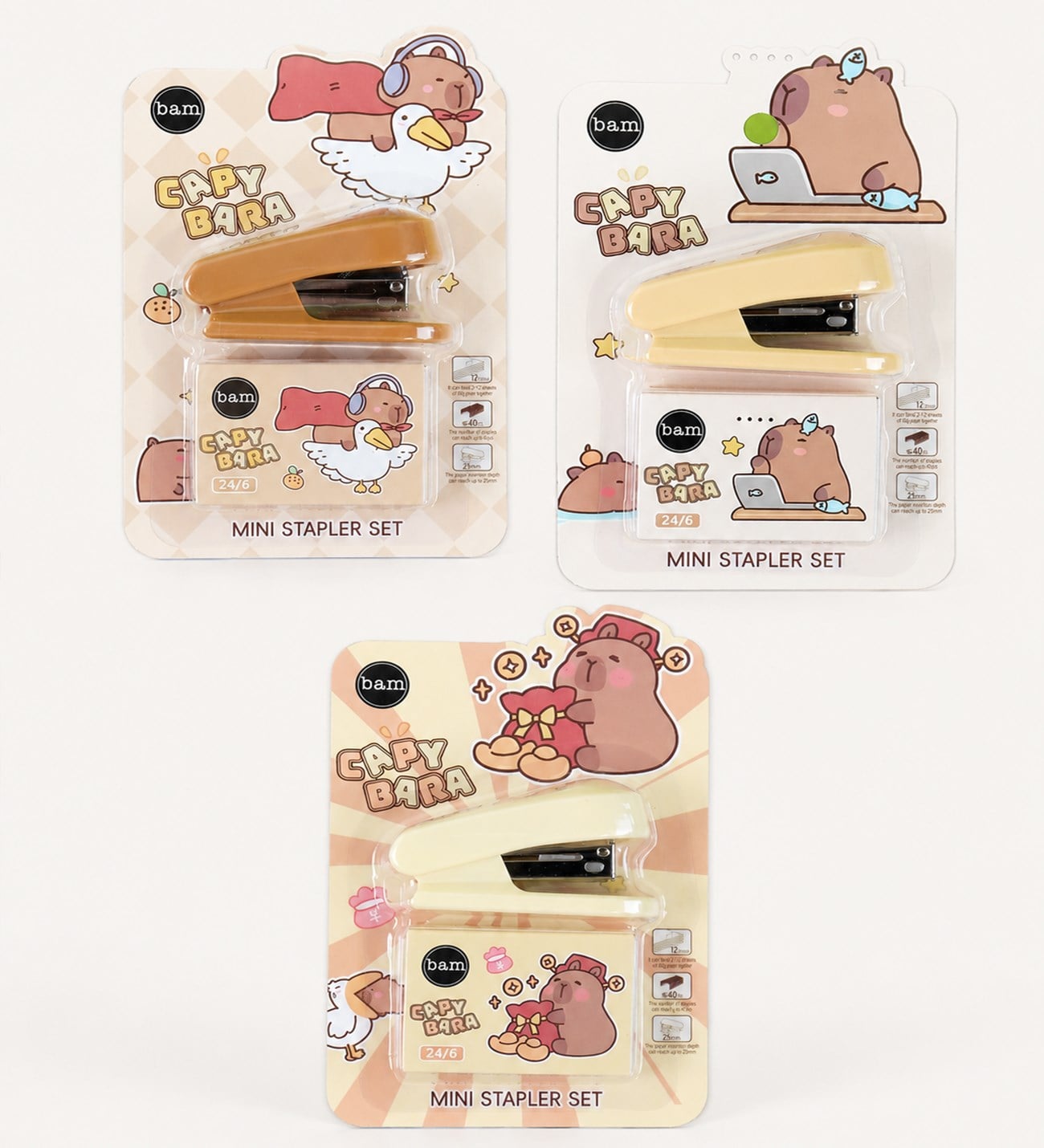 Capybara Temalı Mini Zımba ve Zımba Teli Set x 24