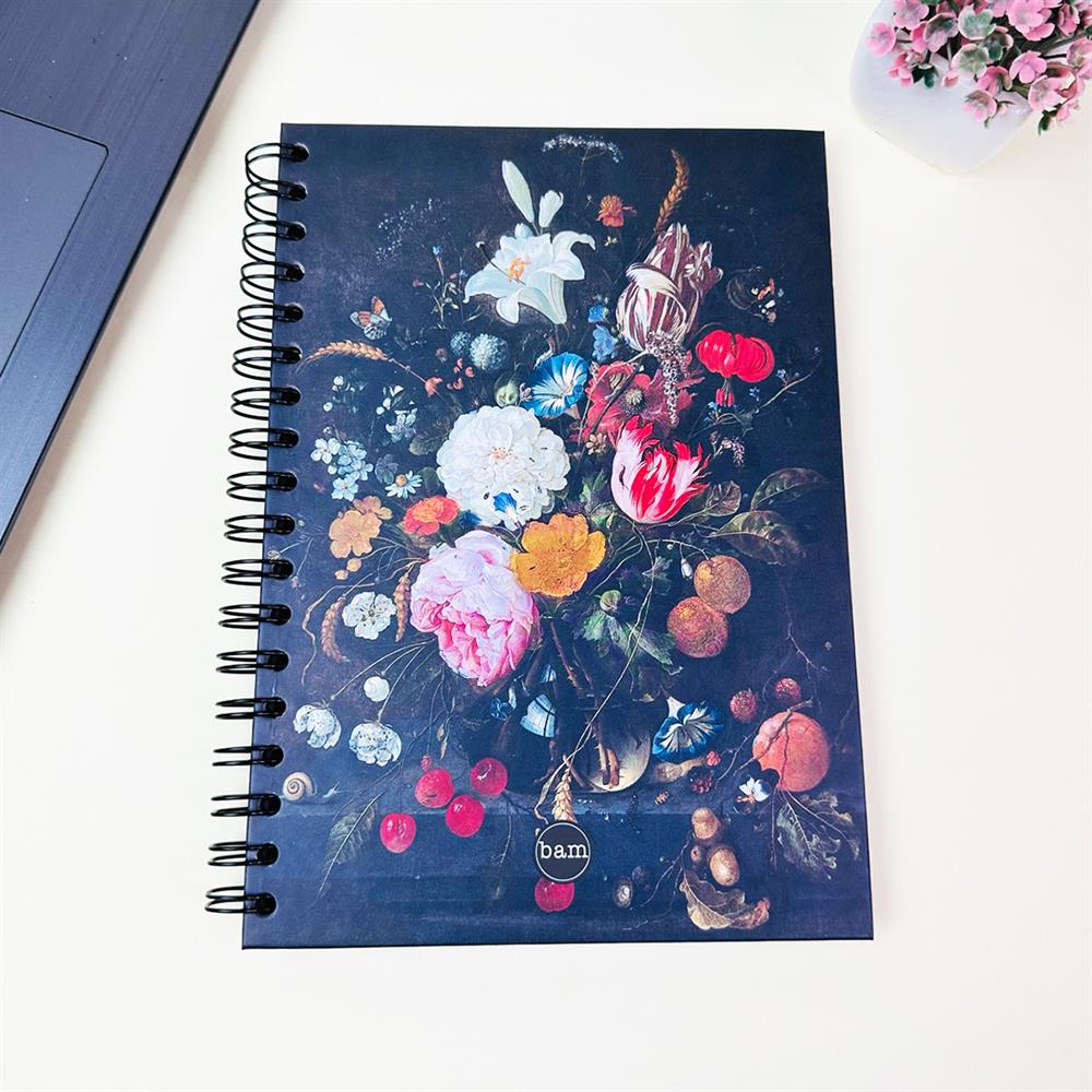 Çiçek Art Tasarımlı 23x16Cm  Siyah Yaprak Sketch Book - Eskiz Defteri