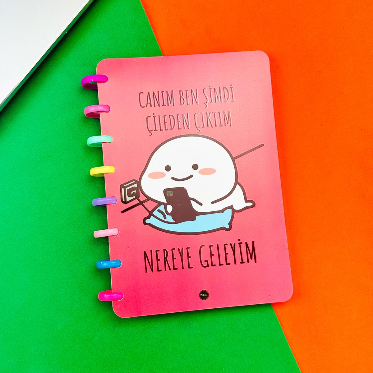 Çileden Çıktım Tasarımlı Kalp Spiralli Defter