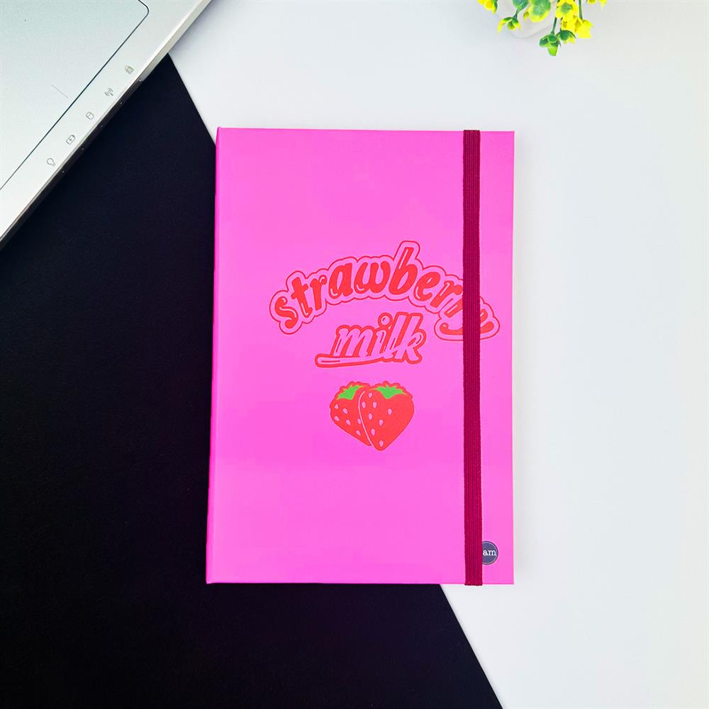 Çilek Tasarımlı Lastikli Defter