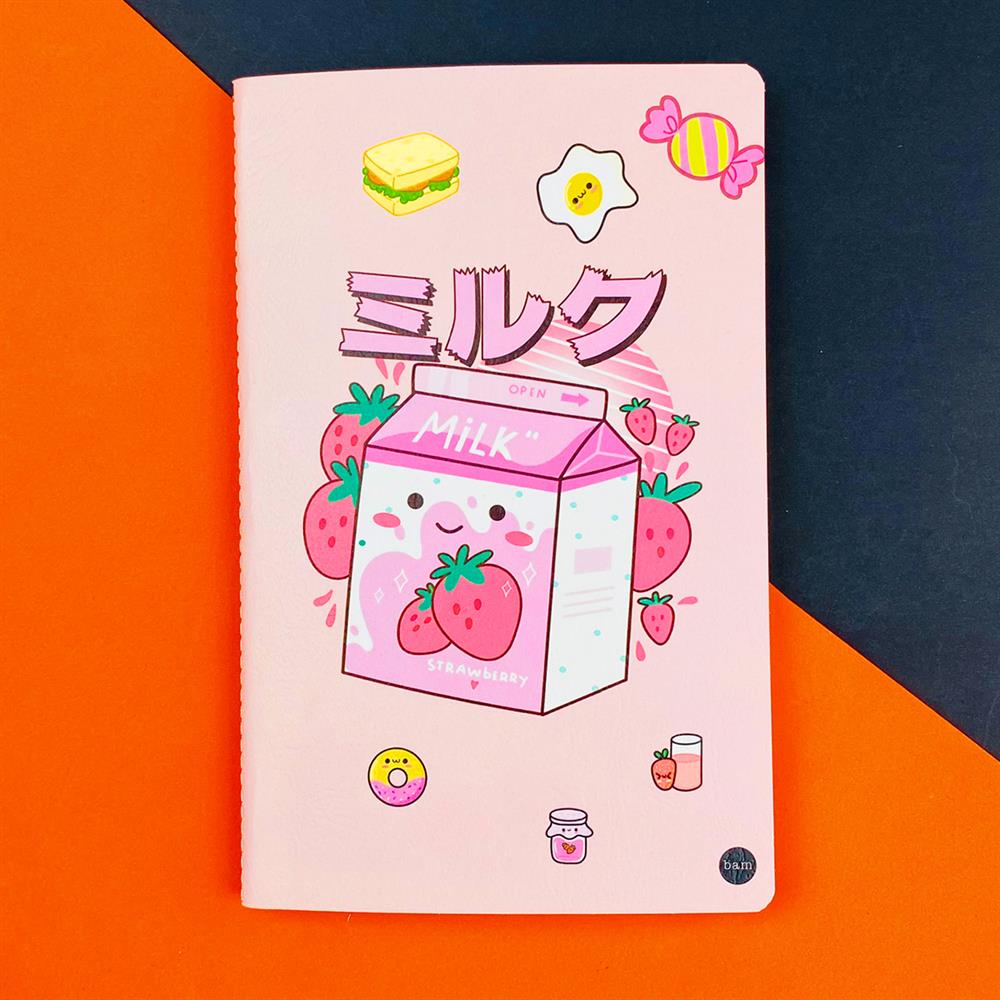Çilekli Süt Tasarımlı Terzi Dikişli Defter
