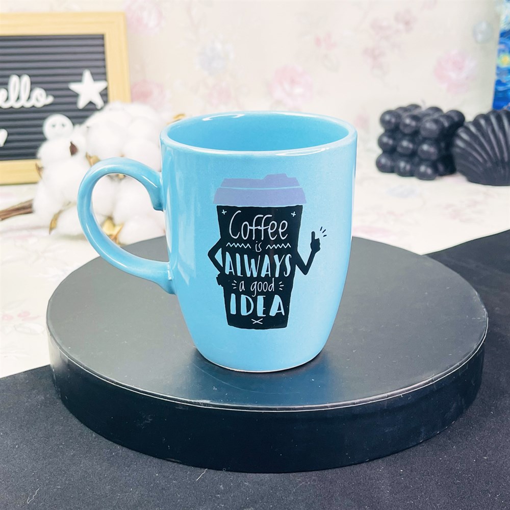 Coffe İs Always Mavi Kupa Toptan