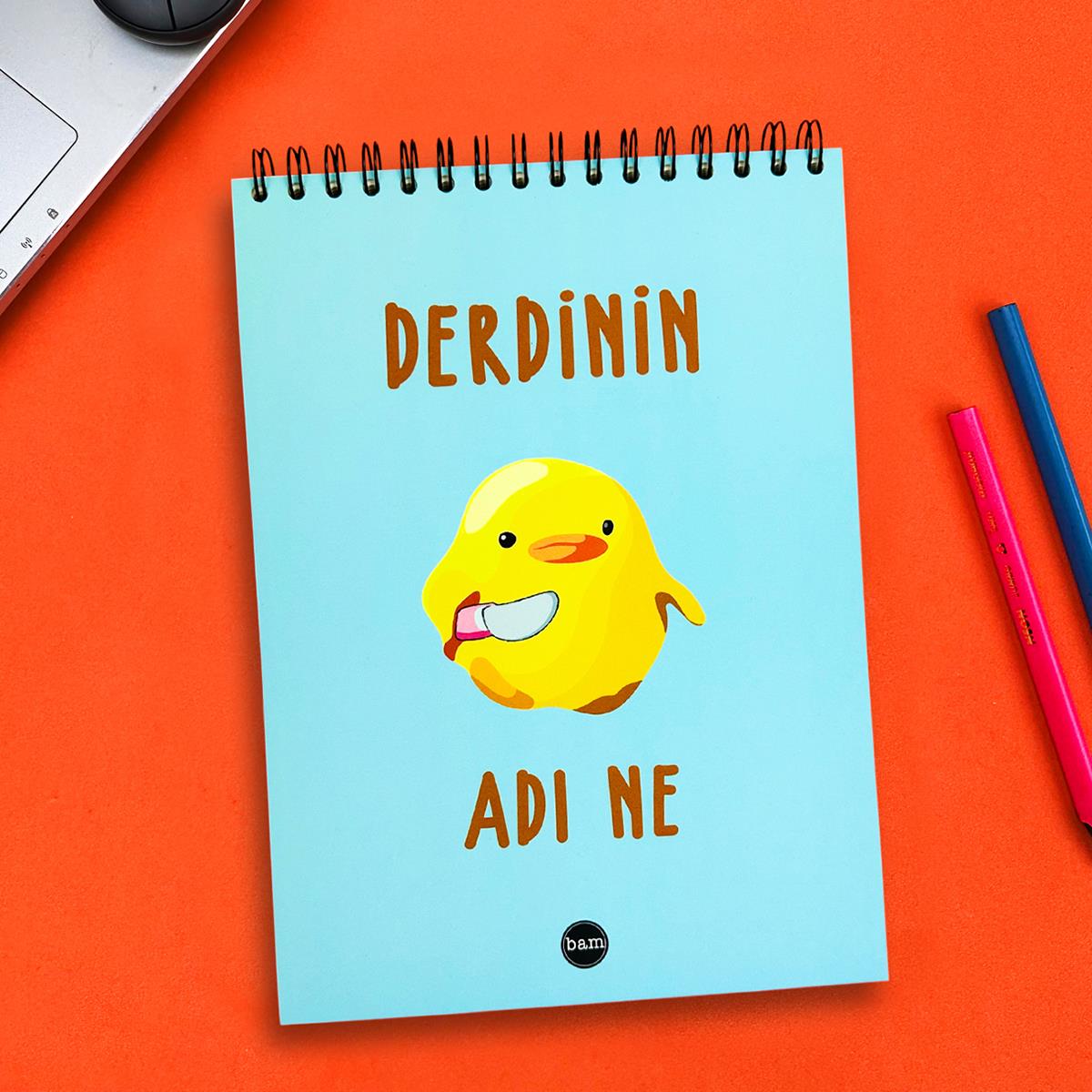 DERDİNİN ADI NE 21X28,80 ÜSTEN SPİRALLİ AC A4 NOT DEFTERİ