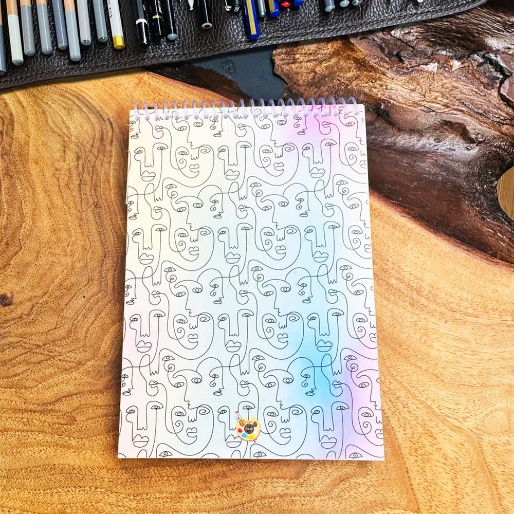 Face Art Tasarımlı A5 Sketch Book - Eskiz Defteri
