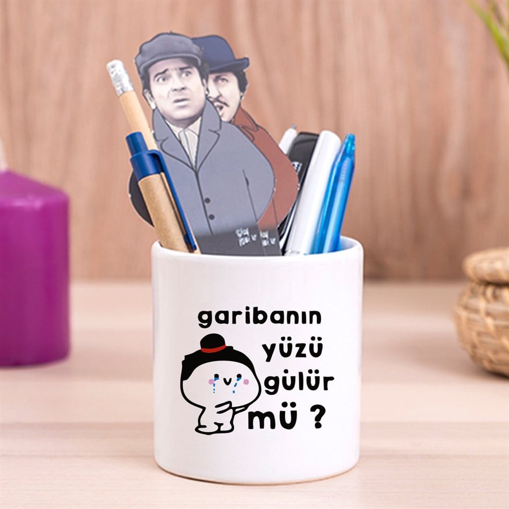Garibanın Yüzü Gülermi Tasarımlı Seramik Kalemlik