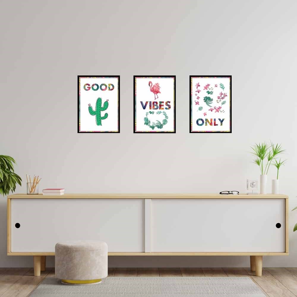 Goods Vibes Only Tasarım Duvar Panosu 3'lü Set 22X30 cm