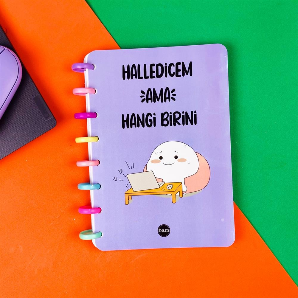 Halledicem Ama Hangi Birini Tasarımlı Kalp Spiralli Defter