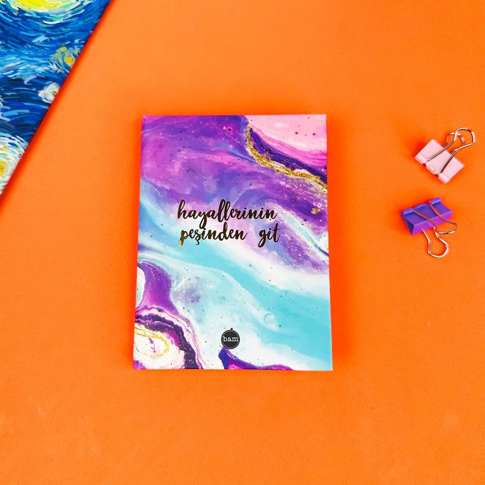 Hayallerinin Peşinden Git Tasarımlı Sert Kapaklı Mini Defter